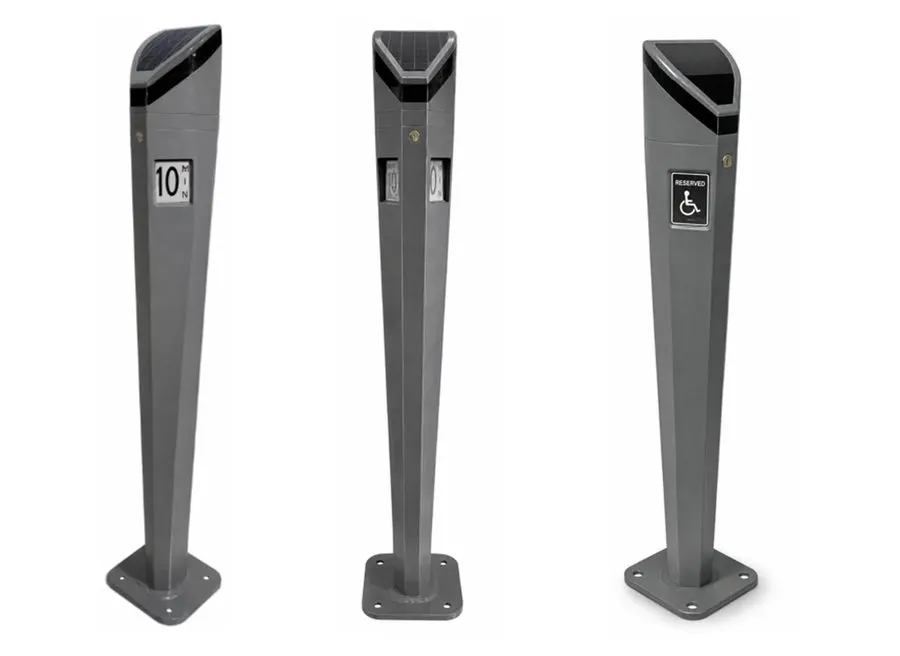 Three solar smart bollards in different configurations